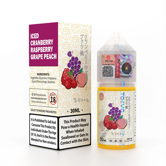 Tokyo Iced Cranberry Raspberry Grape Peach Saltnic 30ml