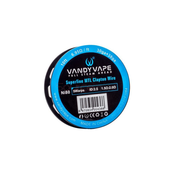 Vandyvape Superfine MTL Clapton Ni80 Wire 10ft